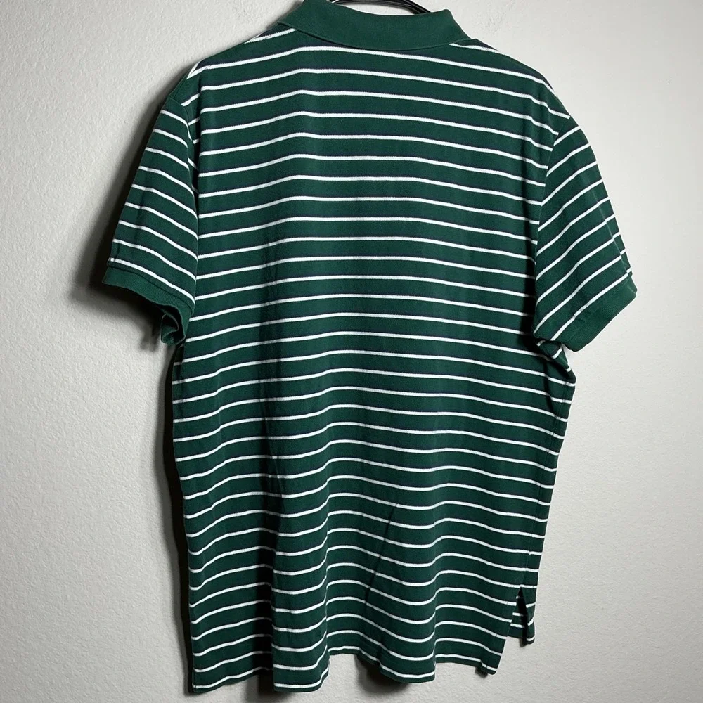 Polo Ralph Lauren‎ Polo Shirt Mens XXL Green White Striped Custom Fit Red Pony